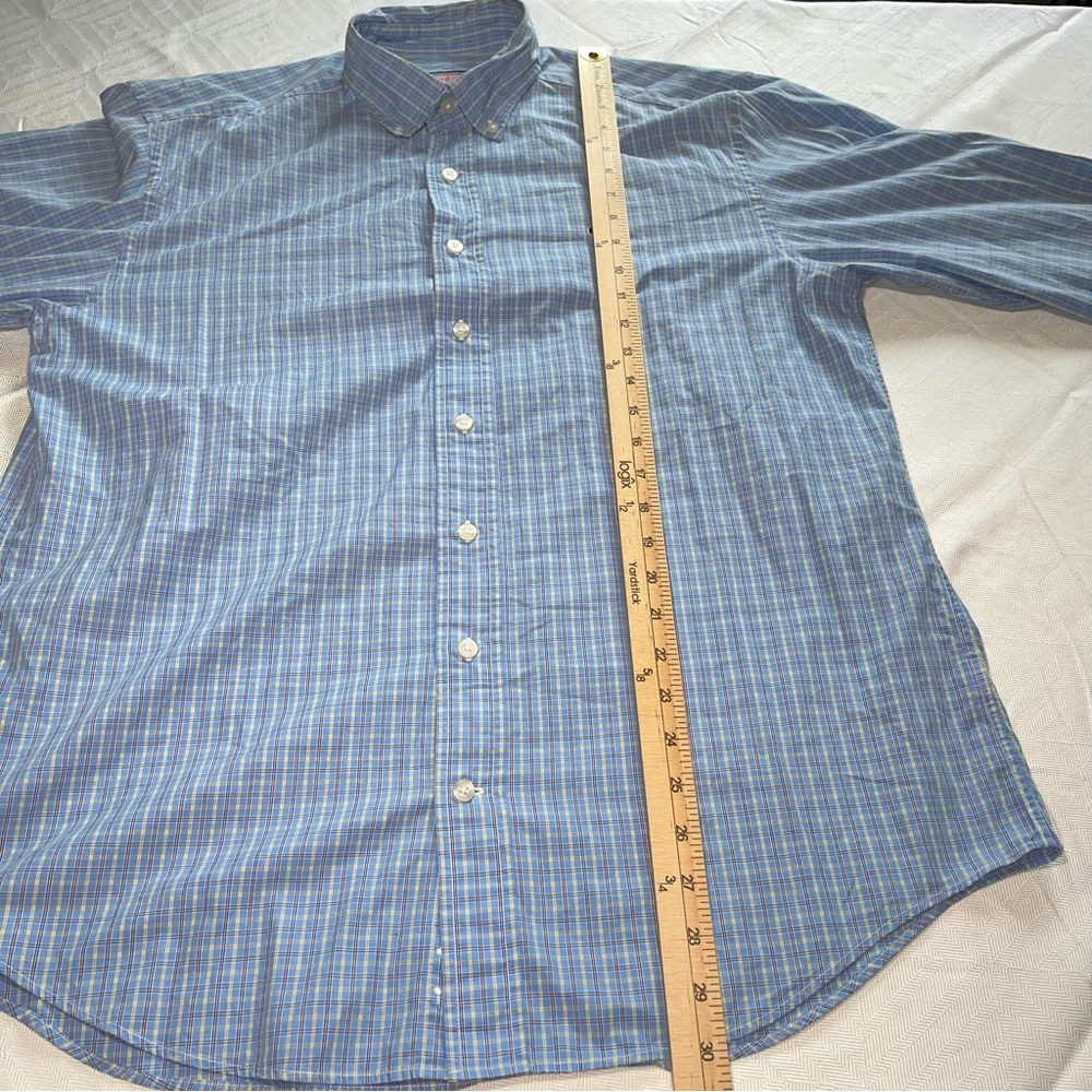 Vineyard Vines Cotton Whale Long Sleeve Button Down Blue Yellow Plaid Shirt Med - Picture 6 of 11